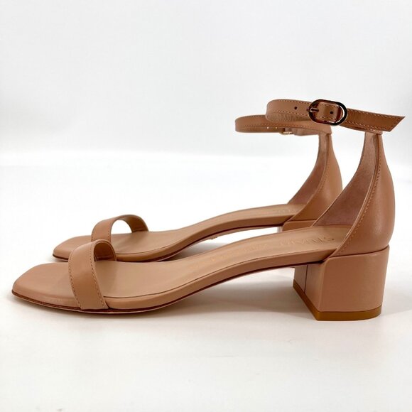Stuart Weitzman NudistCurve 35 Sandal Size 7.5 B Adobe Patent Leather Square Toe - Picture 5 of 15
